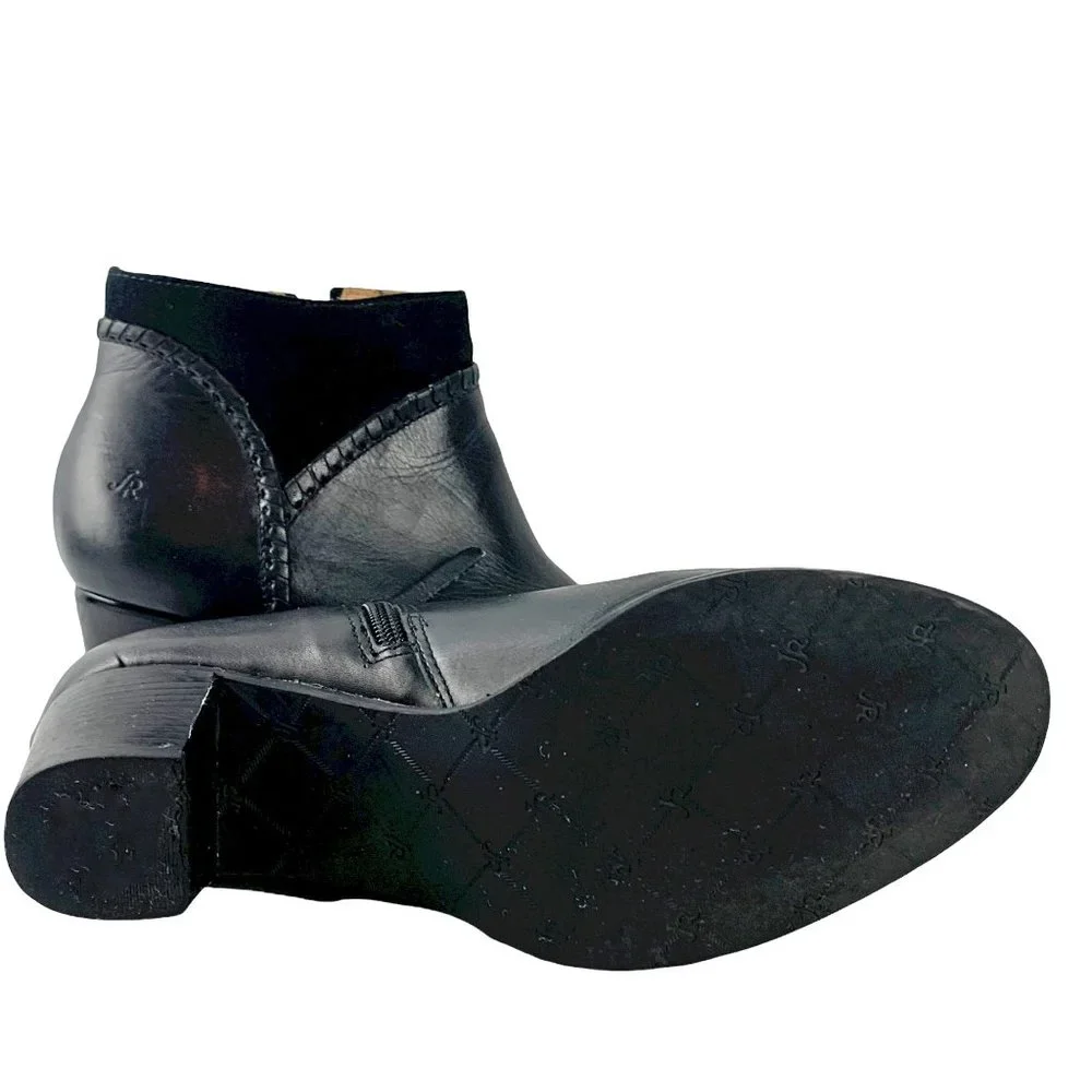 JACK‎ ROGERS Chandler Black Leather Whipstitch Zip Booties
